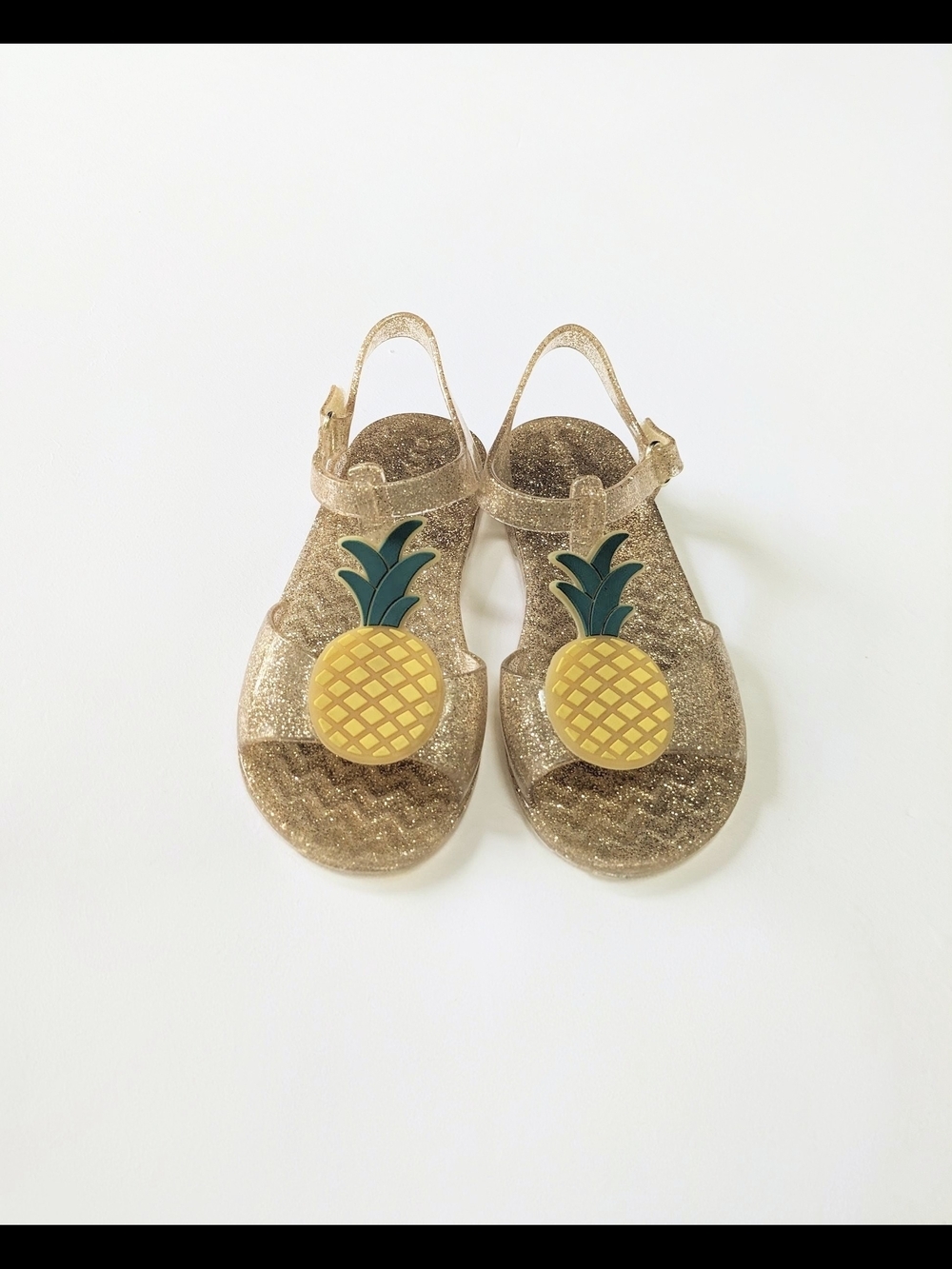 ⚡Old Navy Girls' Gold Glitter Jelly Sandals with Pineapple Accent